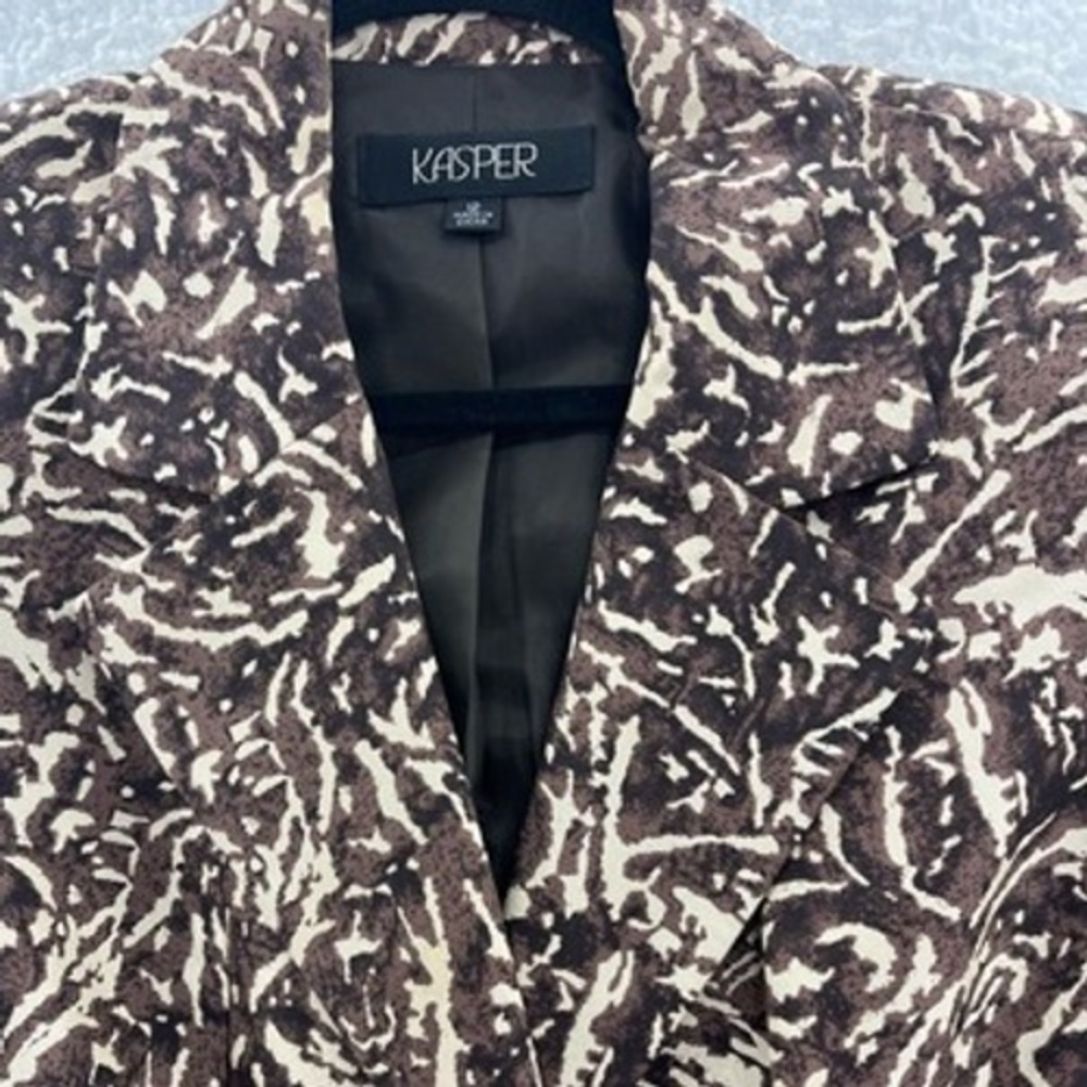 Kasper Silk Blazer Abstract Print Career Jacket Business Casual Size - Picture 3 of 9